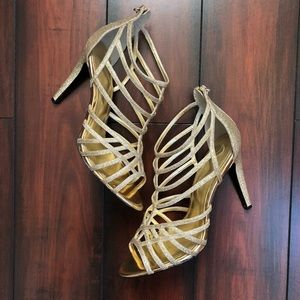 Nina Brand Gold Glitter Strappy Sandal